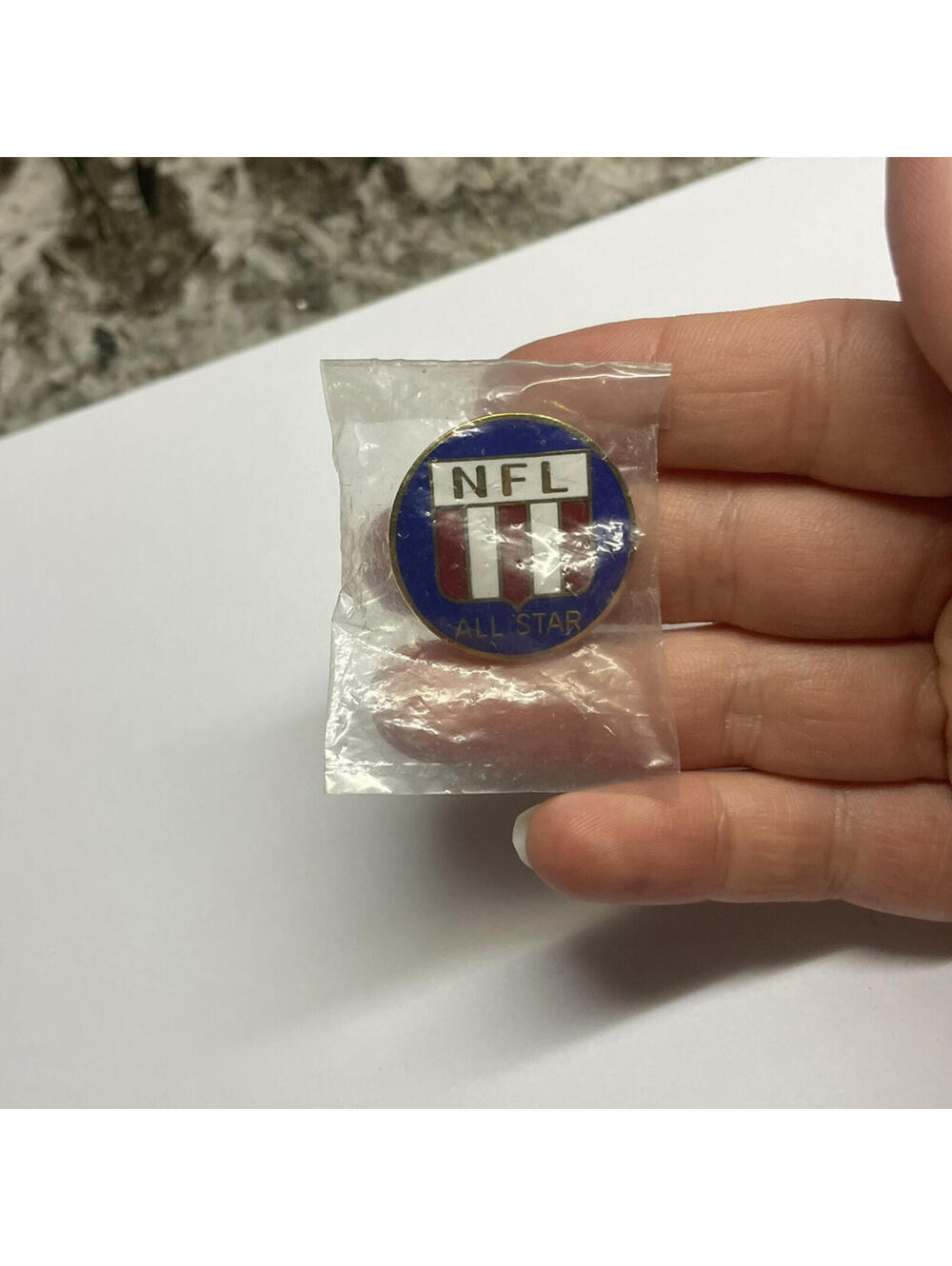 NFL All Star Round Enamel Lapel Tack Pin Blue / White / Red NWOT